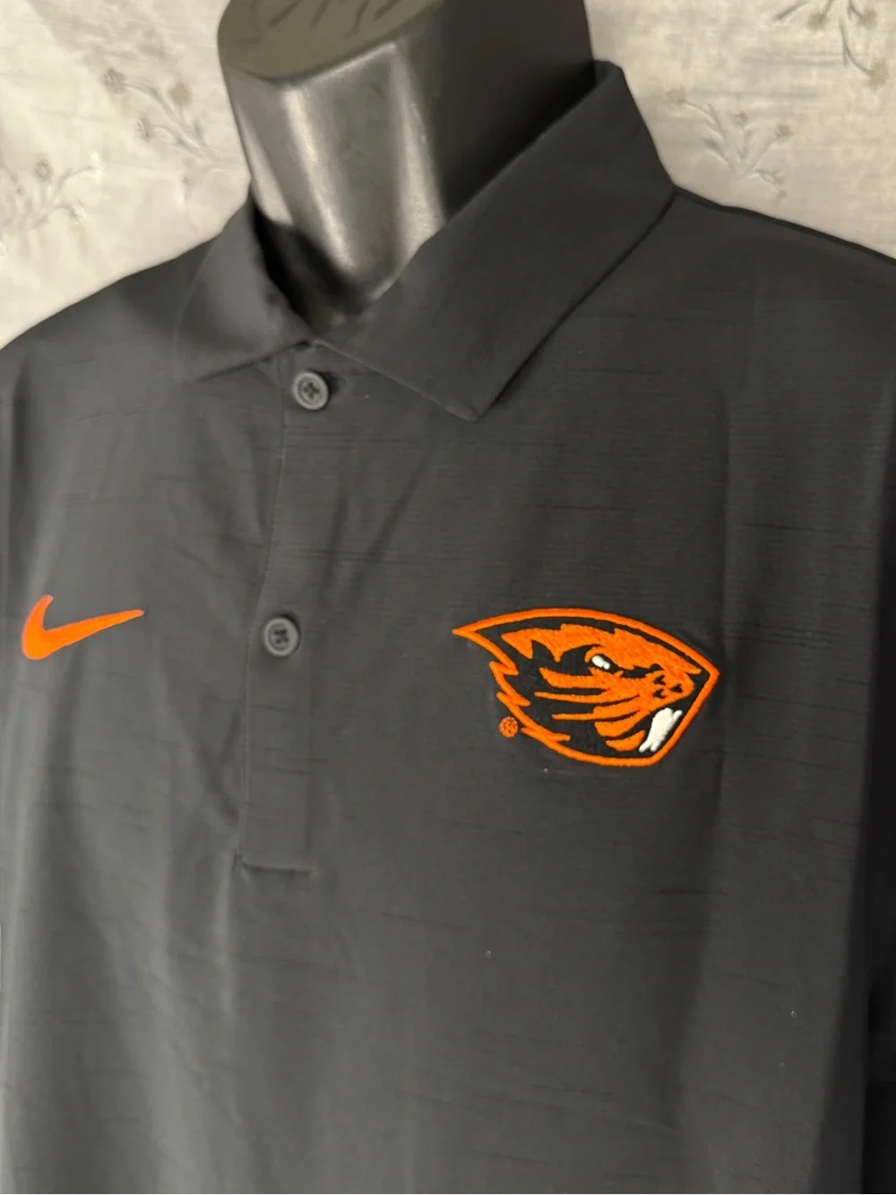 Nike Oregon State Beavers Team Issued Polo Shirt Black Orange Embroidered NWT M